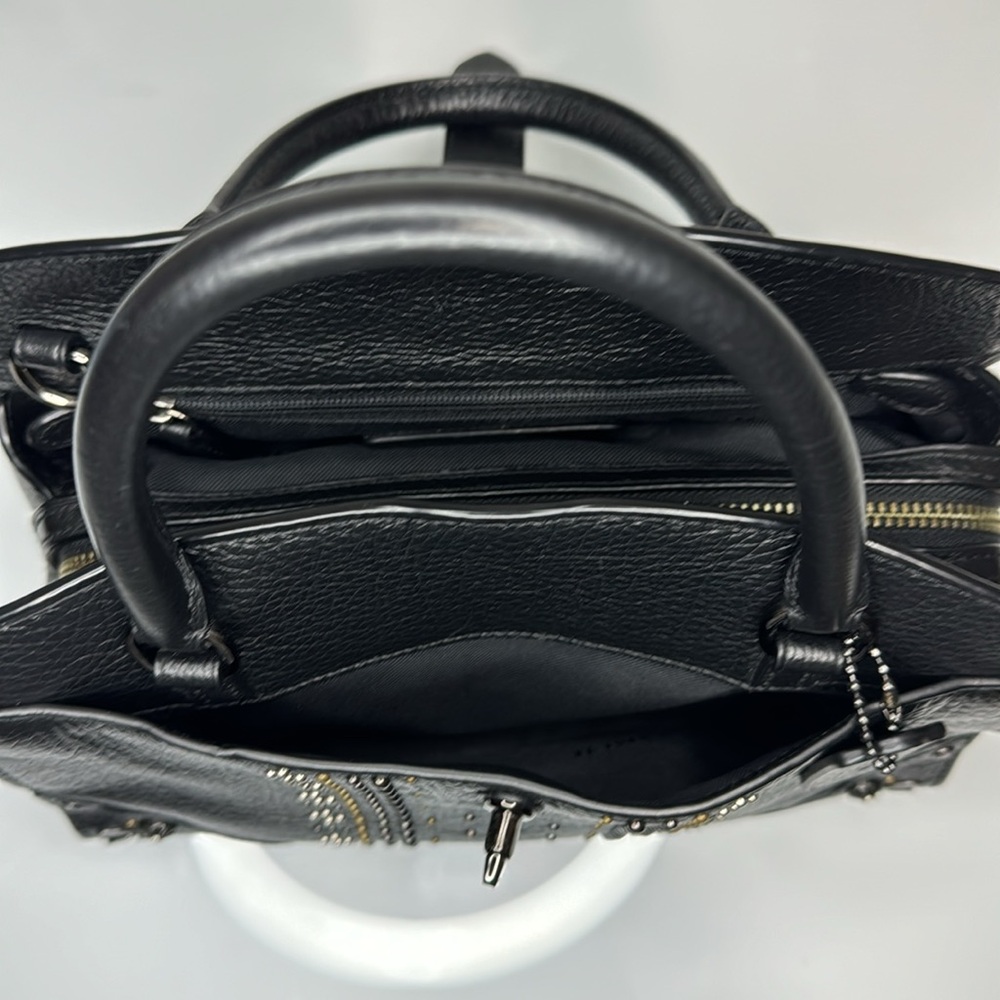 Coach gun metal black bandana studded Mercer satchel 24 - Picture 7 of 15